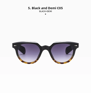 Detail of vintage oval sunglasses in Black and Demi finish with gradient purple lenses C05