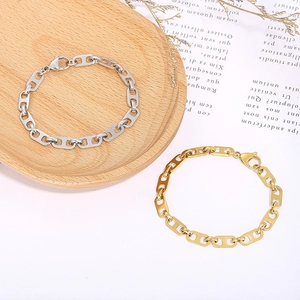 Handmade stainless steel pig nose chain bracelet in gold and silver with lobster clasp
