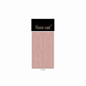 French manicure guide stickers with 8 white curved stencils on a pink backing card