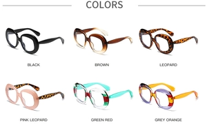 Multiple color options for oversized round glasses frames including leopard and stripes