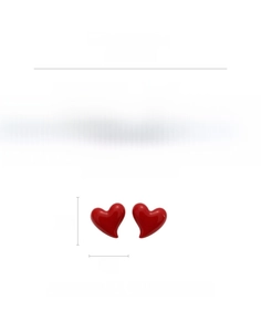 Detailed size chart for heart stud earrings measuring 2cm with silver needle information