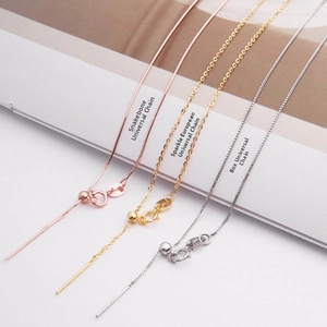 Detailed view of S925 silver snake, box, and o-chains with adjustable pin slider clasps