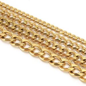 Men Cuban Link Chain Necklace Gold Plated Stainless Steel Hip Hop Punk Streetwear Accessory For Unisex