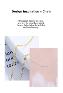 Adjustable S925 silver needle chain necklace for small hole pendants in gold and silver