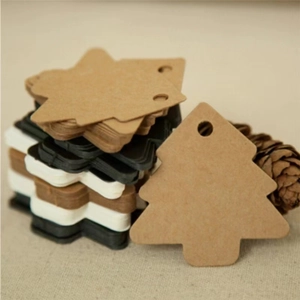 Christmas Tree Shape Kraft Paper Tags Blank DIY Hanging Labels With Hole For Holiday Wedding Party Crafts Decor