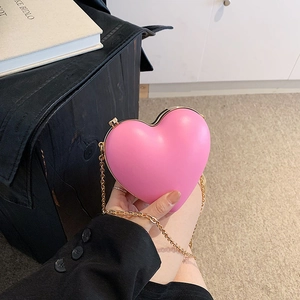 Heart Shaped Crossbody Bag Mini PU Leather Fashion Niche Chain Shoulder Pouch For Women Party Daily Accessories