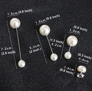 Guide des tailles détaillé pour broches en perles avec mesures en cm et pouces