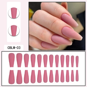 Unghie finte lunghe opache a forma di bara rosa antico set completo da 24 pezzi