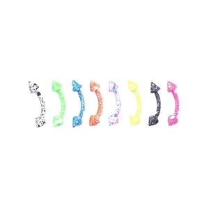 Set of 8 colorful snowflake-patterned stainless steel curved barbell eyebrow rings