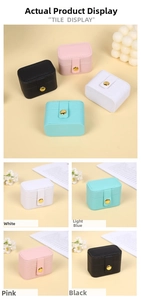 Mini portable PU leather jewelry box with button closure for rings and earrings