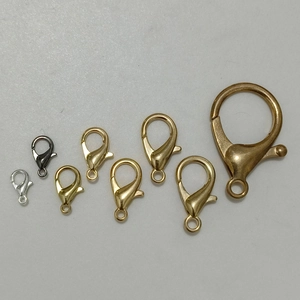 Detailed size comparison of lobster clasps in gold silver and gun black finishes