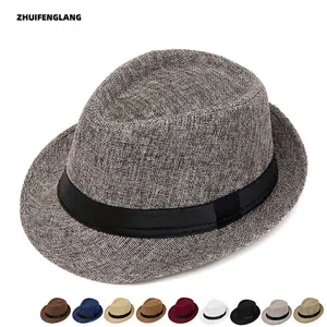 Unisex Fedora Hat Woven Breathable Sun Protection Jazz Hat With Ribbon Band Vintage Style Outdoor Beach Travel