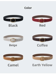 Sélection de six ceintures en cuir mat avec boucles rondes vintage en diverses couleurs