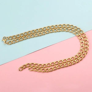 Men Stainless Steel Cuban Link Chain Necklace 18K Gold Plated Hip Hop Minimalist Jewelry