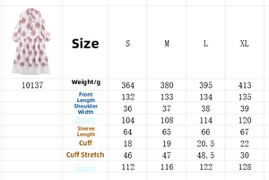 Tabella taglie per vestito lungo bohémien con misure per le taglie da S a XL