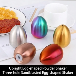 Stainless Steel Egg Shaped Salt Pepper Shaker Spice Condiment Dispenser Multiple Holes Refillable Kitchen Tableware