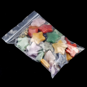 Polished natural crystal agate star pendants in various colors packed in a clear bag