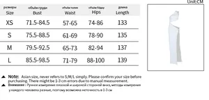 Detailed size chart for the off-shoulder hollow out beach dress in CM and inches