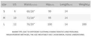 Detaillierte Größentabelle für Low-Waist-Denim-Shorts mit Taillen- und Hüftmaßen