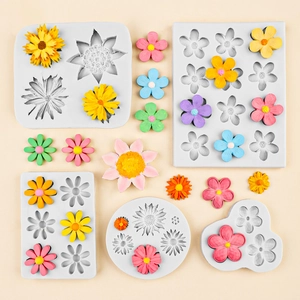 Set di 5 stampi in silicone per fiori e margherite in fondente, argilla o cera