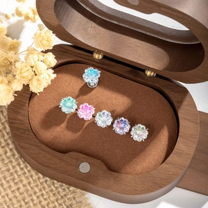 Flower Zircon Cartilage Ear Stud Stainless Steel Gradient Screw Back Piercing Jewelry For Women Girls