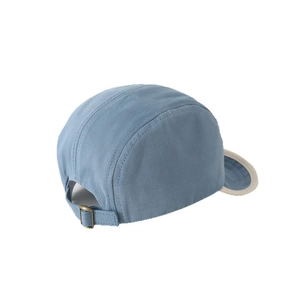 Cappellino da baseball a cinque pannelli in cotone blu e beige con fibbia regolabile