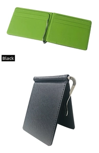 Detaillierte Ansicht des PU Leder Geldtasche mit Kartenfächern und Metall-Geldklammer.
