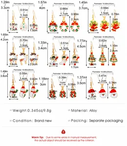 Detailed size specifications for Christmas jewelry set including necklaces and earrings