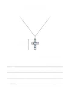Details des 925 Sterling Silber Kreuzanhängers mit verstellbarer Kettenlänge und Maßen