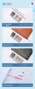 Detailed view of DIY beaded pen structure showing detachable metal rod and colorful barrels
