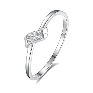 Bague ondulée minimaliste en argent S925 avec double rangée de micro-cristaux