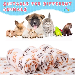 Three-pack soft coral fleece pet blankets with paw prints for dogs, cats, and small animals