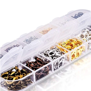 960pcs jewelry findings set with colorful lobster clasps in a clear storage box