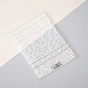 5D White Lace Veil Nail Art Decal TS-071 with intricate patterns on neutral background
