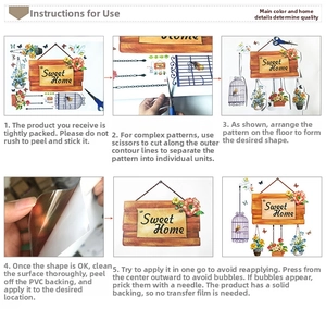 Guide d'installation de stickers muraux DIY Sweet Home avec décalcomanies en PVC fleuries