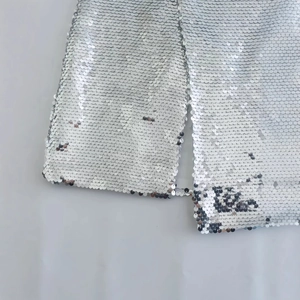 Gonna in paillettes argento per donna con spacco e dettagli di paillettes scintillanti