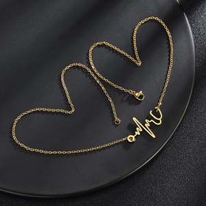 Collier battement de coeur doré en acier inoxydable pour femme style bijoux minimaliste