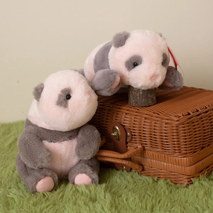 Cute Panda Plush Toy Stuffed Animal Soft Fuzzy Pink Gray Sitting Lying Posture Home Decor Gift For Kids Toddlers