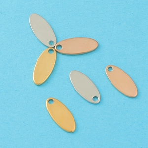 Oval stainless steel charms in gold, silver, and rose gold for DIY jewelry making
