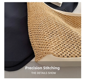 Macro shot showing refined weaving texture and precise stitching on the leather trim