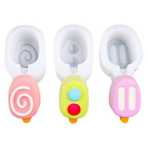 Three-piece silicone popsicle mold set with spiral and dot patterns for DIY crafts