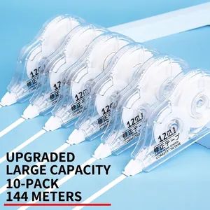 Set of 10 large capacity correction tapes with 144m total length for office and school
