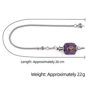 Amethyst Cho Ku Rei pendulum with gold power symbol for Reiki meditation and healing