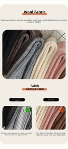 Detailed macro view showing soft thick wool texture and ribbed knit fabric of women socks