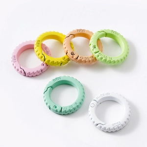 Colorful gear-textured round spring ring buckles for DIY bags and keychains