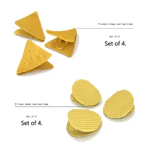 Creative triangle and oval potato chip bag seal clips in bright yellow plastic