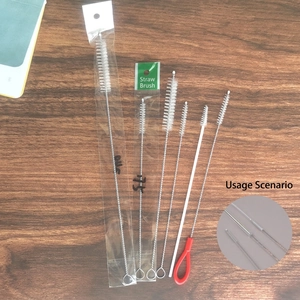 Straw Cleaning Brush Stainless Steel Nylon Bristles Flexible Long Pipe Tube Bottle Cleaner Household Kitchen Tool