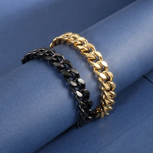 Polished gold and black stainless steel Cuban link necklaces with durable lobster clasps