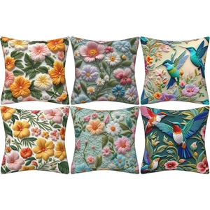 Cushion Cover 3D Embossed Hummingbird Floral Pattern Polyester Short Plush Decorative Pillowcase For Sofa Couch Decor