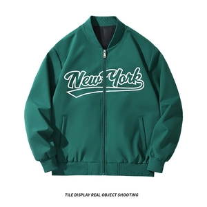 Herren Amerikanisch Vintage Buchstabendruck Bomberjacke Lässig Locker Stehkragen Reißverschluss Varsity Jacke Mode Outwear